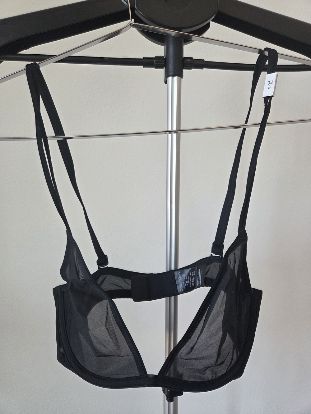 Calvin Klein Black Sheer Mesh Unlined Underwire Bra Size 34B
